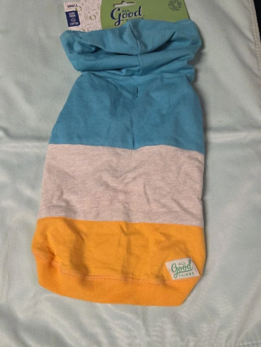 Blue Grey Yellow Dog Hoodie - Small
